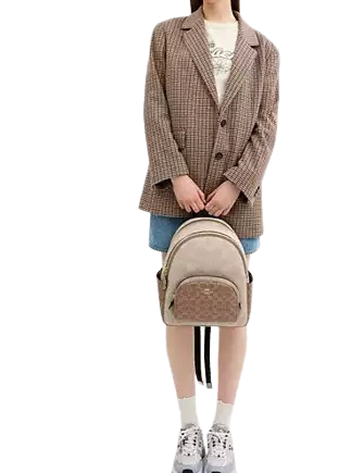 Coach Court Backpack In Blocked Signature Canvas