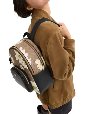 Coach Court Backpack In Signature Canvas With Floral Print
