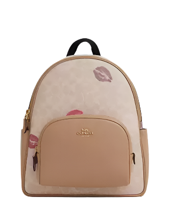 Coach Court Backpack In Signature Canvas With Lips Print