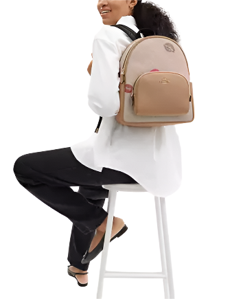 Coach Court Backpack In Signature Canvas With Lips Print