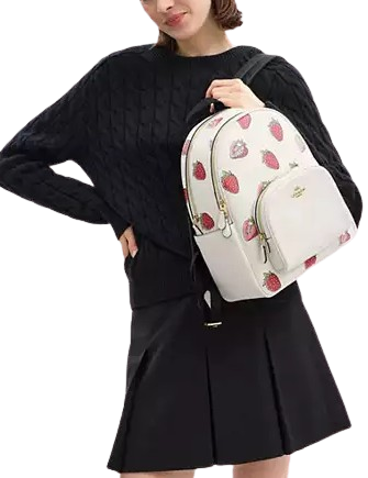 Coach Court Backpack With Strawberry Print