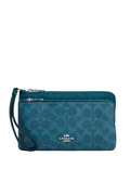 Coach Double Zip Wallet In Signature Canvas