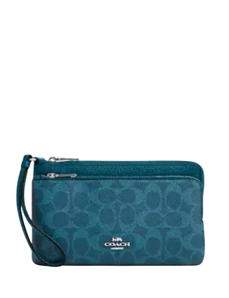 Coach Double Zip Wallet In Signature Canvas