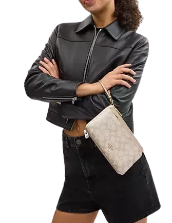Coach Double Zip Wallet In Signature Canvas