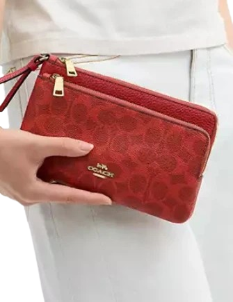 Coach Double Zip Wallet In Signature Canvas