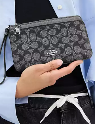 Coach Double Zip Wallet In Signature Canvas