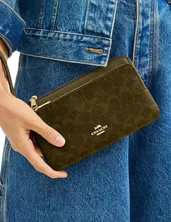 Coach Double Zip Wallet In Signature Canvas