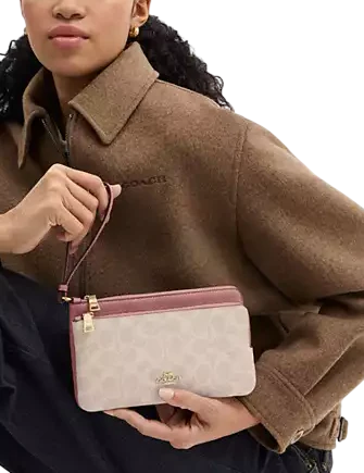 Coach Double Zip Wallet In Signature Canvas