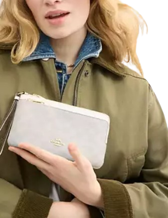Coach Double Zip Wallet In Signature Canvas