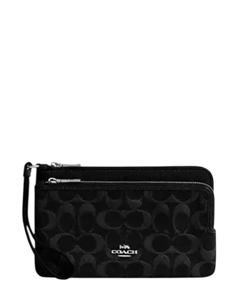 Coach Double Zip Wallet In Signature Denim