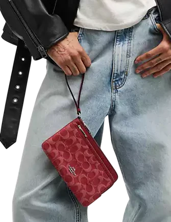 Coach Double Zip Wallet In Signature Denim