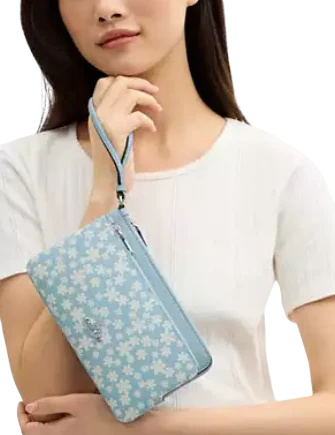Coach Double Zip Wristlet With Floral Print