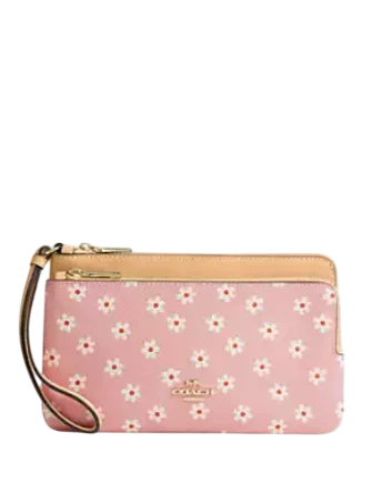 Coach Double Zip Wristlet With Floral Print