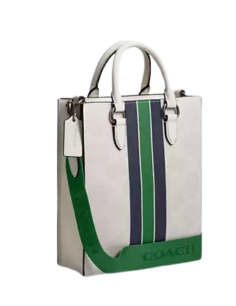 Coach Dylan Tote Bag In Signature Canvas With Varsity Stripe