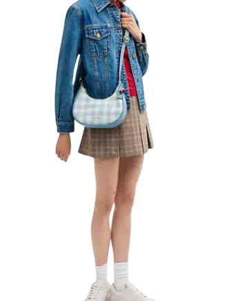 Coach Emily Shoulder Bag With Gingham Print And Charm