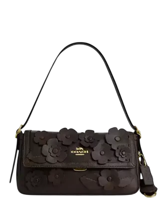 Coach Etta Small Flap Shoulder Bag With Floral Applique