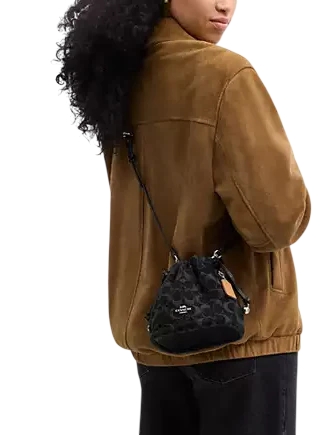 Coach Faye Mini Drawstring Bag In Signature Denim