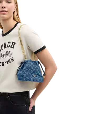 Coach Faye Mini Drawstring Bag In Signature Denim