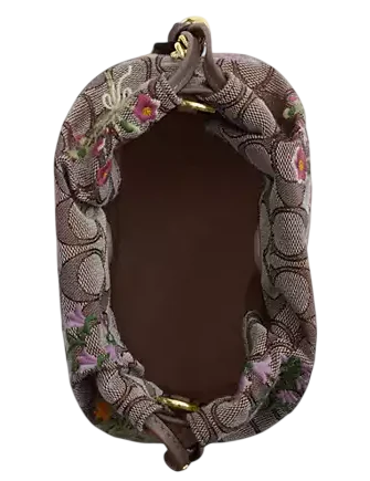 Coach Faye Mini Drawstring Bag In Signature Jacquard With Floral Embroidery
