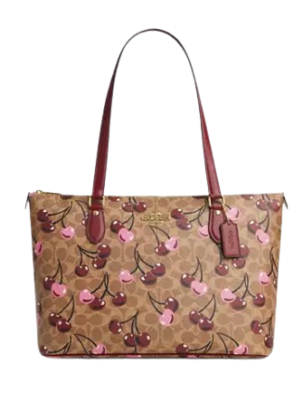 Coach Gallery Tote Bag In Signature Canvas With Cherry Print
