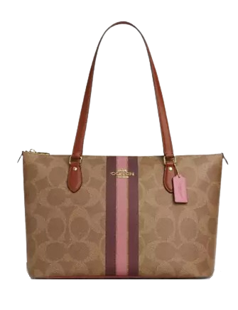 Coach Gallery Tote Bag In Signature Canvas With Stripe Print