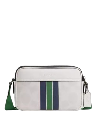 Coach Graham Crossbody Bag In Signature Canvas With Varsity Stripe