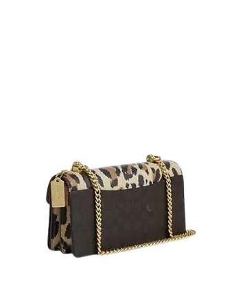 Coach Klare Envelope Crossbody Bag In Signature Canvas With Leopard Print