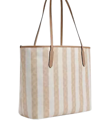 Coach Large City Tote Bag In Signature Canvas With Stripe
