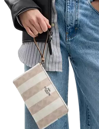 Coach Large Corner Zip Wristlet In Signature Canvas