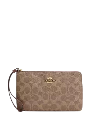 Coach Large Corner Zip Wristlet In Signature Canvas