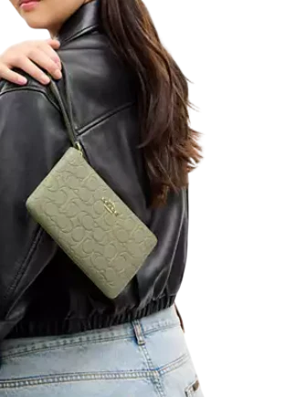 Coach Large Corner Zip Wristlet In Signature Leather
