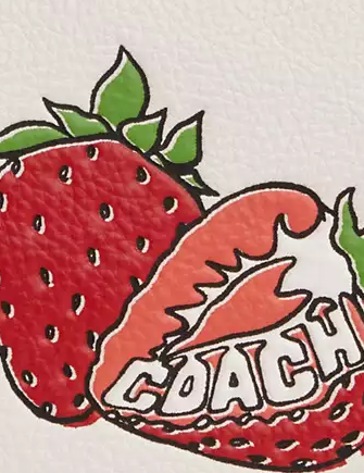 Coach Large Corner Zip Wristlet With Strawberry Graphic