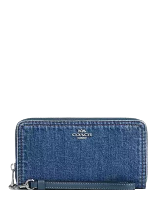 Coach Long Zip Around Wallet In Denim