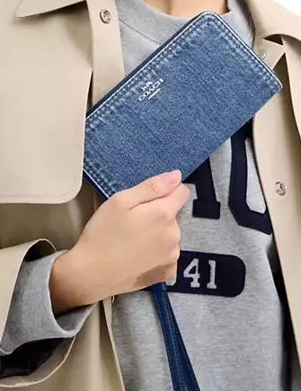 Coach Long Zip Around Wallet In Denim