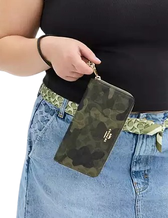 Coach Long Zip Around Wallet In Signature Camo Print