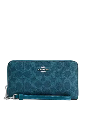 Coach Long Zip Around Wallet In Signature Canvas