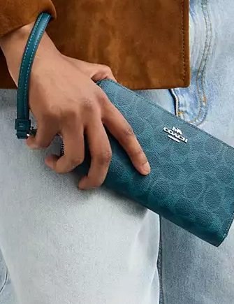 Coach Long Zip Around Wallet In Signature Canvas