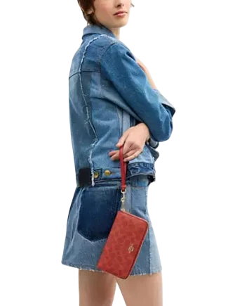 Coach Long Zip Around Wallet In Signature Canvas
