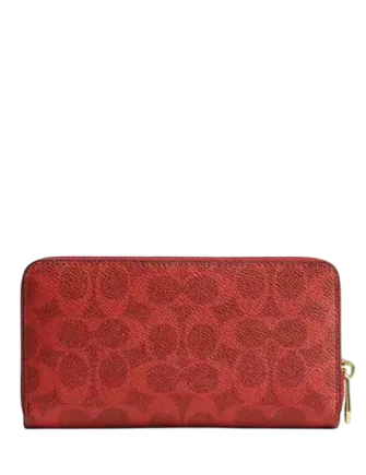 Coach Long Zip Around Wallet In Signature Canvas