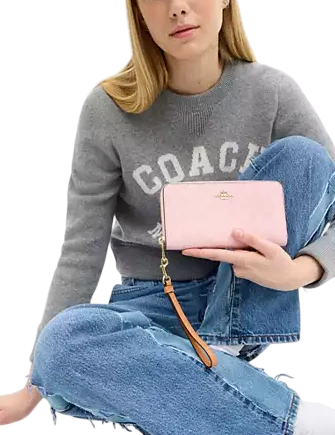 Coach Long Zip Around Wallet In Signature Canvas