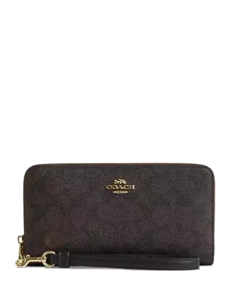 Coach Long Zip Around Wallet In Signature Canvas