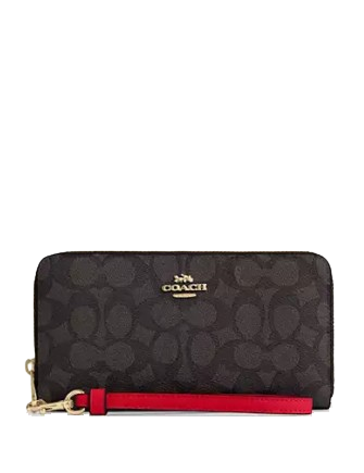 Coach Long Zip Around Wallet In Signature Canvas