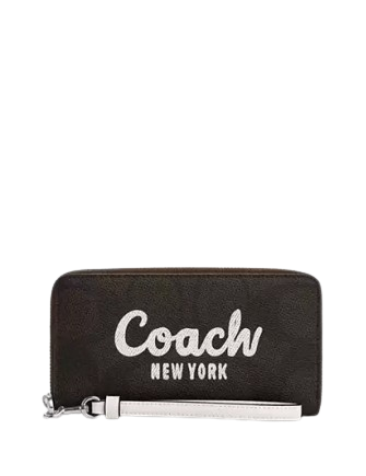 Coach Long Zip Around Wallet In Signature Canvas With Coach Graphic