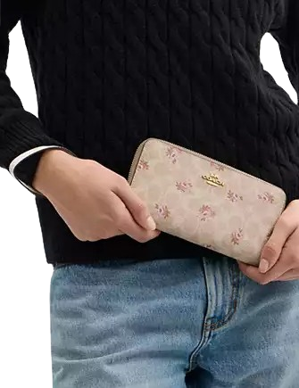 Coach Long Zip Around Wallet In Signature Canvas With Floral Print