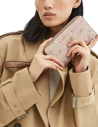 Coach Long Zip Around Wallet In Signature Canvas With Floral Print