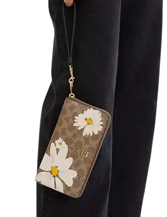Coach Long Zip Around Wallet In Signature Canvas With Floral Print