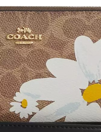 Coach Long Zip Around Wallet In Signature Canvas With Floral Print