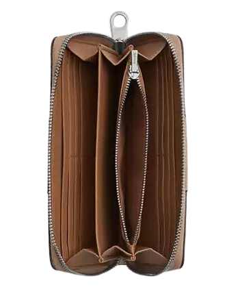 Coach Long Zip Around Wallet In Signature Canvas With Stripe