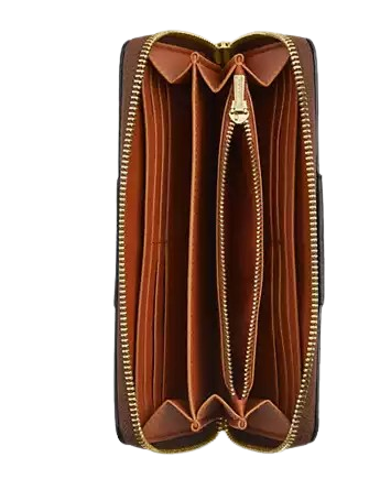 Coach Long Zip Around Wallet In Signature Canvas With Stripe
