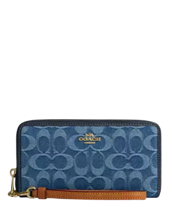 Coach Long Zip Around Wallet In Signature Denim